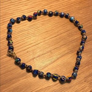 Elegant Italian Blue Beaded Necklace